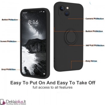 Vennus švelnaus silikono dėklas su žiedu - juodas (Apple Iphone 13 Mini) Vennus švelnaus silikono dėklas su žiedu - juodas (Apple Iphone 13 Mini)